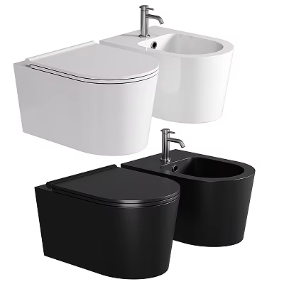 Modern White And Black Toilets With Sleek Wall Hung And Freestanding Designs 3d model