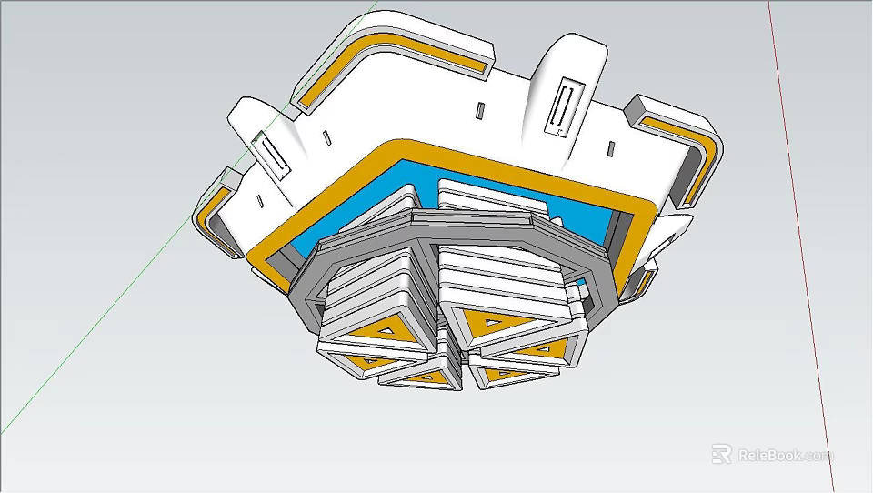 Modern Geometric Ceiling Light Design With White Blue Yellow Accents For Interior Lighting 3d model 