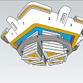 Modern Geometric Ceiling Light Design With White Blue Yellow Accents For Interior Lighting