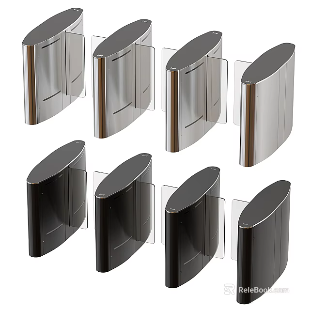 Public Facilities Metal Turnstiles With Silver And Black Access Control Security Design 3d model 