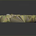 3D Model of Ancient Archaeological Site with Grassland Circular Structure and Square Area