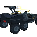 Military Weapon System Mounted on Black Six Wheeled Tactical Vehicle