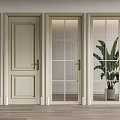 Cream Hinged Doors With Brass Handles Solid And Glass Panel Interior Design
