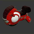 Red Motorcycle With Black Seat Red Windshield White Circular Pattern And Blue Lights Design 3d model