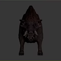 Mythical Boar Creature with Purple Red Skin Large Tusks and Spiked Mane