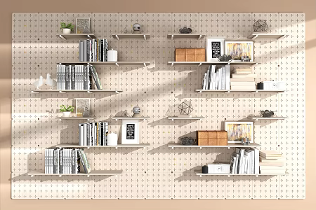 Modern Wall Shelf Hole Board Bookshelf 3d model