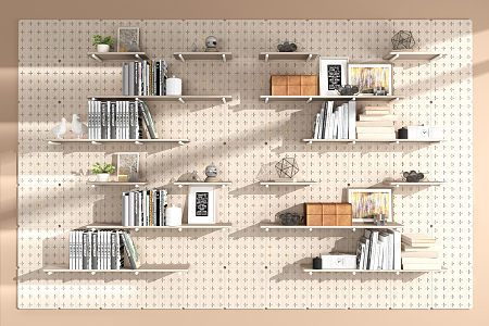 Modern Wall Shelf Hole Board Bookshelf 3d model