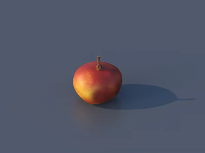 Fresh Red and Yellow Apple With Small Stem On Gray Background And Natural Shadow 3d model