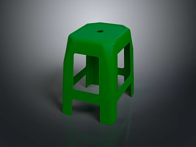 Sturdy Green Plastic Stool With Simple Design And Four Legs Structure 3d model