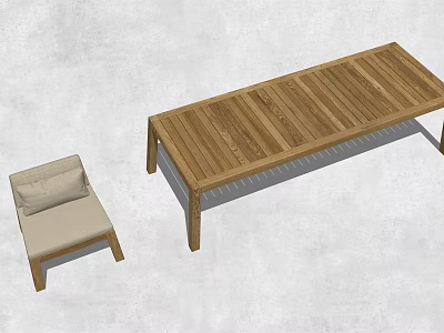 Simple Modern Solid Wood Table And Cushioned Chair Set For Indoor Use 3d model
