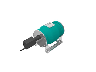 Green Electric Motor with Metal Mounting Bracket Sturdy Housing And Black Connection Part 3d model