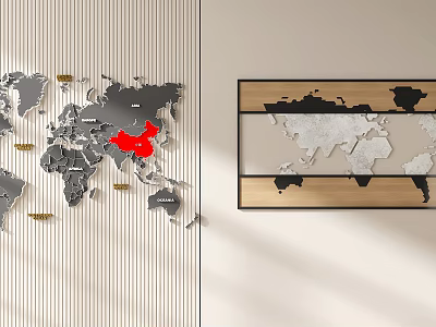Modern Wall Decoration World Map Wall Decoration Pendant Stereo Map Pendant Wall Map Hanging Wall World Map Hanging Wall World Map Modeling 3d model