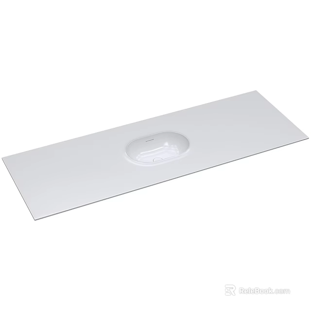 White Bathroom Countertop Featuring Integrated Sink Basin Modern Design 3d model 
