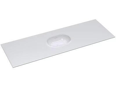 White Bathroom Countertop Featuring Integrated Sink Basin Modern Design 3d model