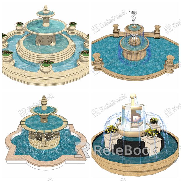 European-style Fountain Fountain Waterscape Candle Playground Jewelry model