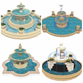 European-style Fountain Waterscape Candle Playground Jewelry 3d model