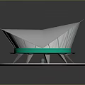 Modern Cultural Center Building With Curved Roof Green Band And Circular Base