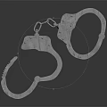 Detailed View Of Shiny Metal Handcuffs With Linked Chain And Classic Design