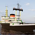 Black and White Ship With Yellow Tower Red Chimney On Sea Under Blue Sky