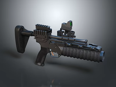 Black Tactical Rifle with Modular Design Red Dot Sight Barrel and Ergonomic Grip 3d model