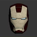 Detailed Iron Man Helmet With Red And Silver Metallic Finish And Blue Illuminated Eyes
