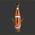 Orange And White Striped Clownfish Toy With Black Fins And Big Eyes