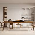 New Tea Table Large Board Table Dining Table and Chair Combination-Silent Log 3d model