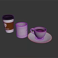 Essential Daily Life Items Including Coffee Paper Cup White Mug And Saucer