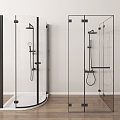 Minimalist Shower Shower Partition Shower Towel Rack Bathroom Hardware 3d model