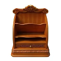 Elegant Wooden Storage Cabinet with Multiple Shelves a Drawer and Carved Top Decoration