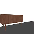Modern Walnut TV Stand With Double Doors Drawers And Tapered Legs