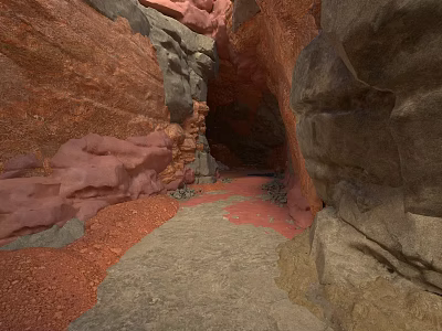 Red Rock Canyon Pathway With Natural Stone Walls And Sandy Floor 3d model