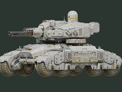 Futuristic Military Tank With Heavy Armor Tracks Cannon Detailed Structure And Metallic Surface 3d model
