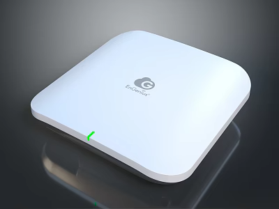 White Square Shaped Computer Network Device With Green Indicator Light And ECLOUD Logo 3d model