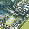 Modern School Campus Buildings With Sports Fields And Green Landscaped Areas