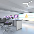 Clean Spacious Laboratory With Modern Ceiling Lights 3d model