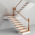 Modern Indoor Staircase With Wooden Steps White Balusters And Wooden Handrail
