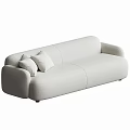 Modern Light Colored Fabric Multi Seater Sofa With Plush Cushions And Comfortable Armrests 3d model