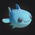 Cute Blue Cartoon Shark Plush Toy With Big Eyes Smiling Face And White Spots