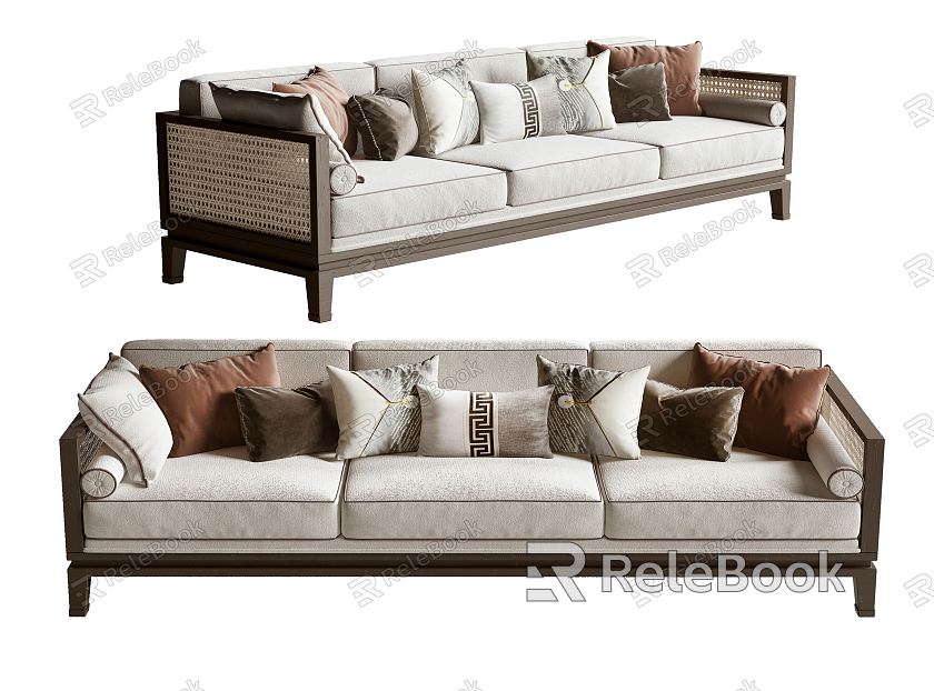 New Chinese-style three-person sofa model