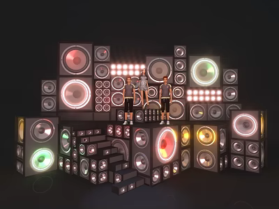 Stage Setup For Music Event With Various Speakers And Lights 3d model