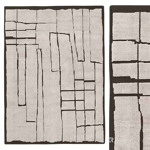Modern Square Rug Featuring Abstract Grid Lines And Soft Gray Tones 3d model 