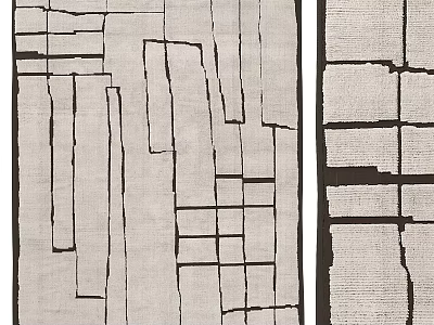 Modern Square Rug Featuring Abstract Grid Lines And Soft Gray Tones 3d model