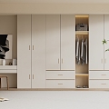 Cream Style Wardrobe Modern Wardrobe Bedroom Wardrobe Cloakroom Wardrobe Finished Wardrobe 3d model