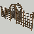 Wooden Garden Fence With Arched Gate And Lattice Panel Design