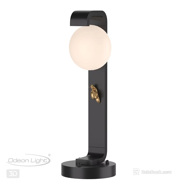 Modern Outdoor Light With Black Pole White Globe Shade And Gold Accent 3d model 
