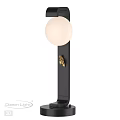 Modern Outdoor Light With Black Pole White Globe Shade And Gold Accent