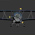 Blue And Yellow Biplane 3D Model For Aerospace Themed Collection