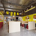 Modern Hot Pot Restaurant With Yellow Storefront And Glass Doors