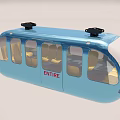 Modern Blue Electric Tram with Transparent Windows Interior Seats and Exit Sign